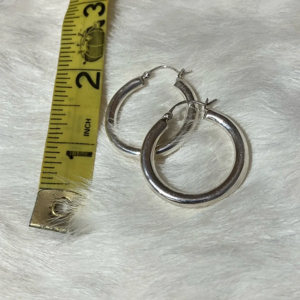 1 inch Sterling Silver Hoop Earrings